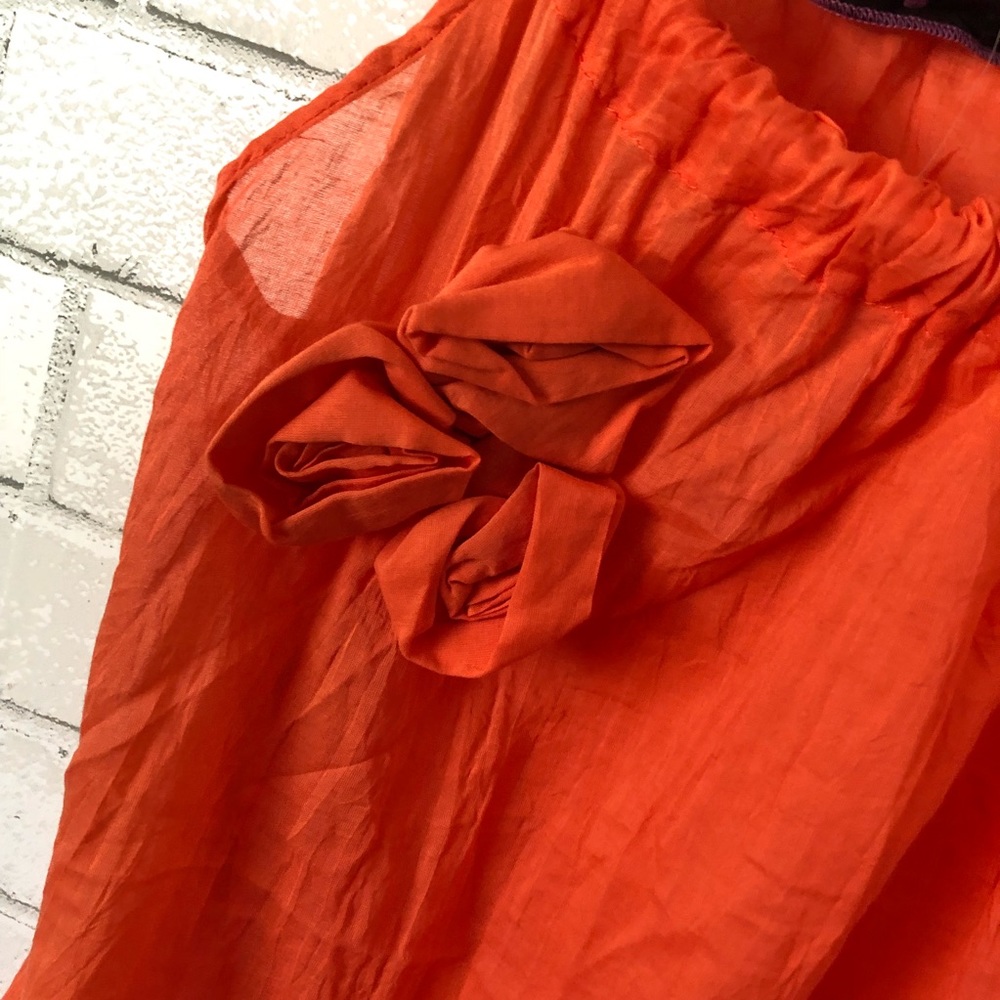 Luluvia Coral Orange Light Weight 100% Cotton Gauze Tunic Tank Womens Small - Picture 4 of 5